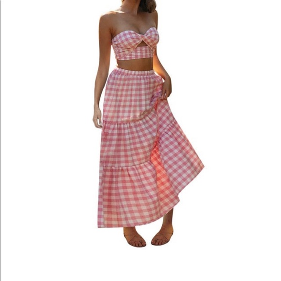 Two Piece Checkered Summer Dress - Picture 2 of 3